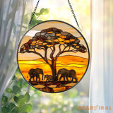 Elephant Mama and Baby Glass Suncatcher Motherhood Window Art Gift for Mom Garden or House Decor Elephant Family