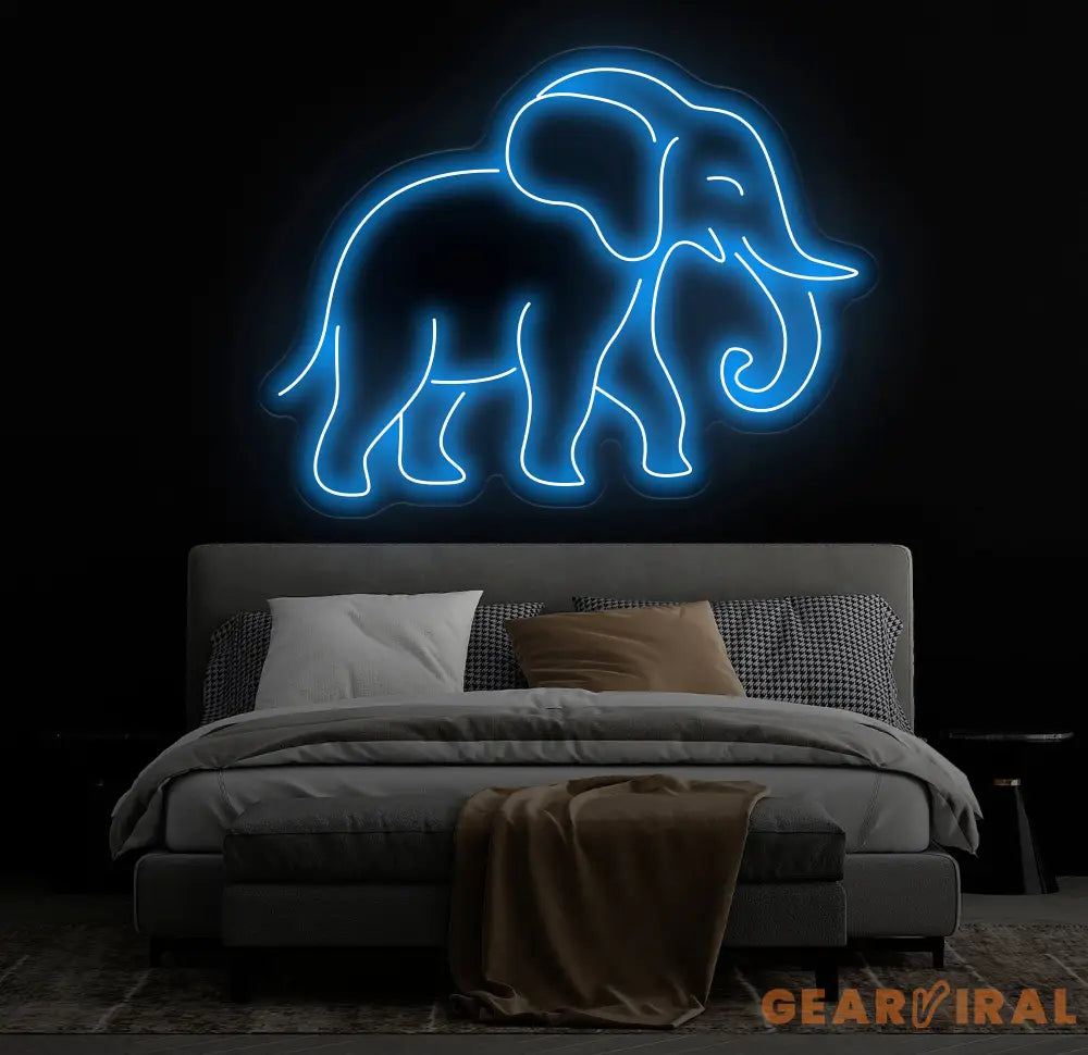Elephant Neon Sign Custom LED Elephant Light for Kids Room Safari Animal Decor Jungle Theme Wall Art Elephant Lover