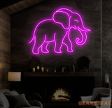 Elephant Neon Sign Custom LED Elephant Light for Kids Room Safari Animal Decor Jungle Theme Wall Art Elephant Lover