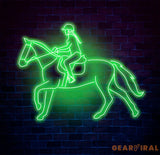 Equestrian Neon Sign Girl Riding Horse LED Light Custom Horse Rider Neon Wall Art Jockey Rodeo Room Decor Equestrian