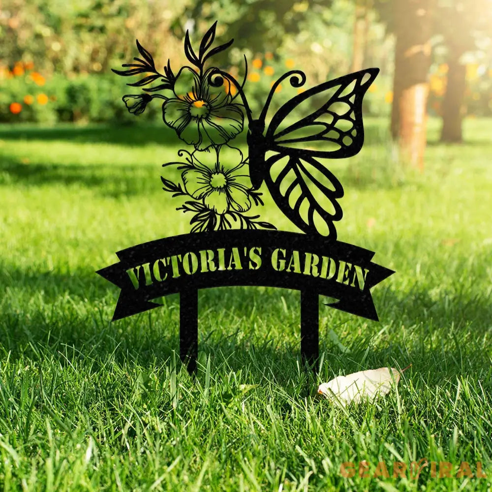 ersonalized Name Butterfly Garden Sign Custom Butterfly Metal Garden Sign Personalized Metal Gardening Gift Custom