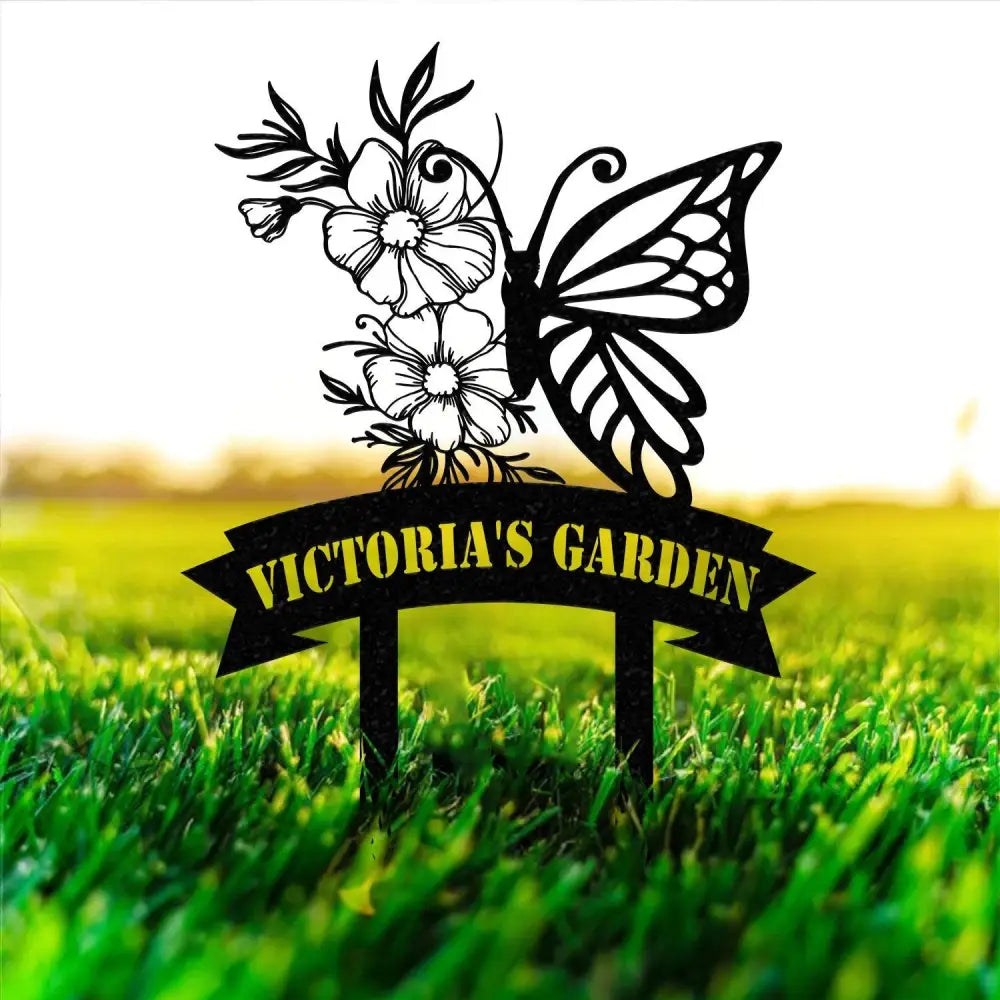 ersonalized Name Butterfly Garden Sign Custom Butterfly Metal Garden Sign Personalized Metal Gardening Gift Custom