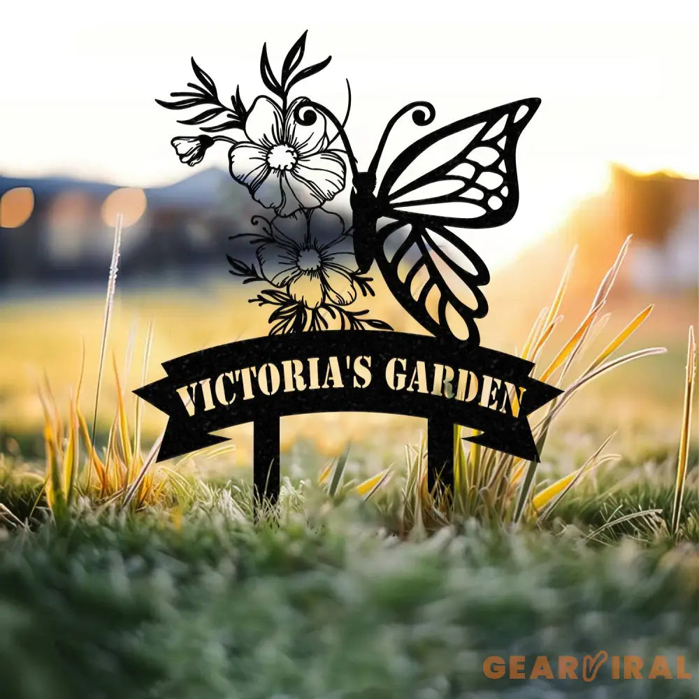 ersonalized Name Butterfly Garden Sign Custom Butterfly Metal Garden Sign Personalized Metal Gardening Gift Custom