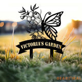 ersonalized Name Butterfly Garden Sign Custom Butterfly Metal Garden Sign Personalized Metal Gardening Gift Custom