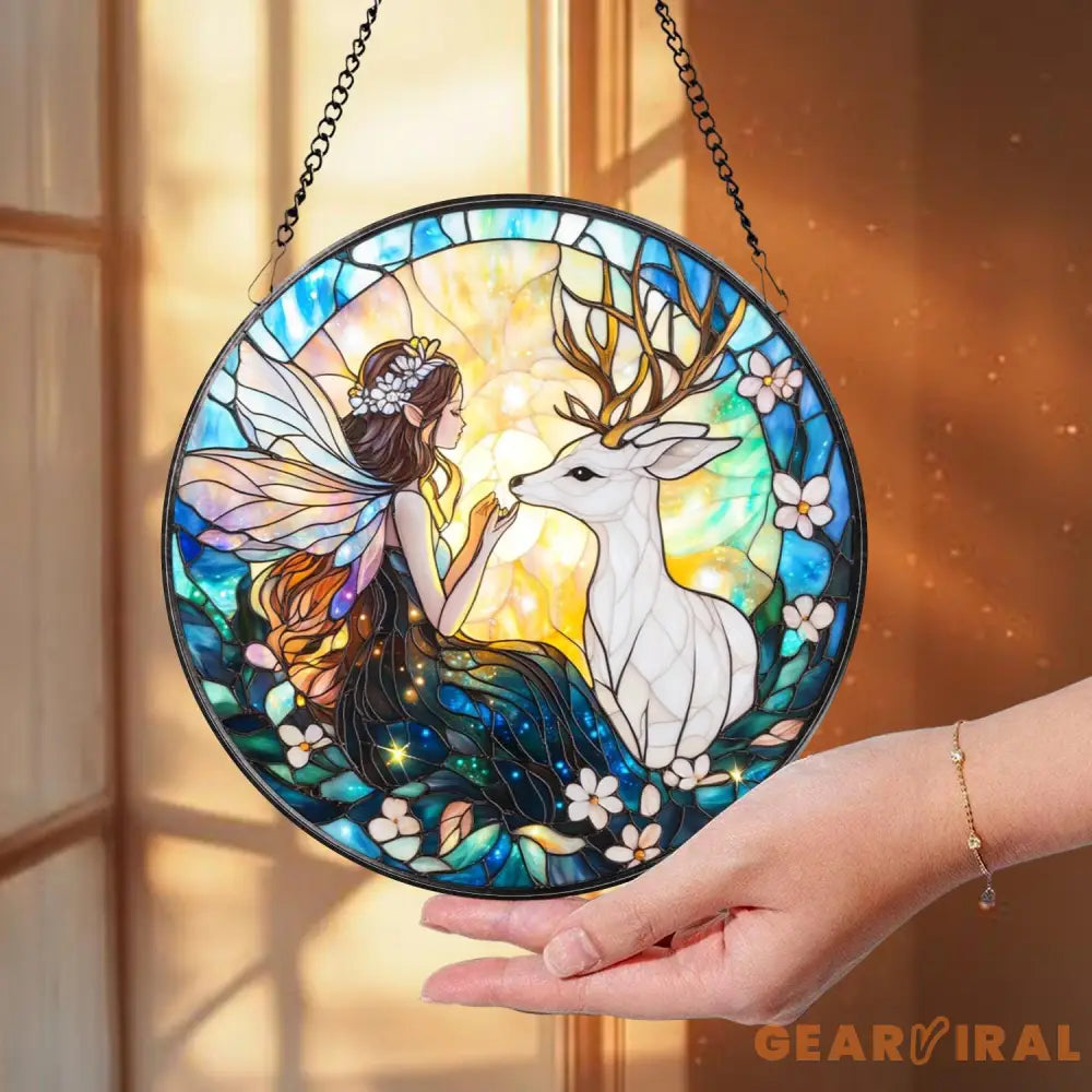 Fairy and Butterfly Hanging Glass Ornament Fantasy Car Charm or Window Decoration Magical Gift for Fairy Fans Nature