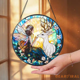 Fairy and Butterfly Hanging Glass Ornament Fantasy Car Charm or Window Decoration Magical Gift for Fairy Fans Nature