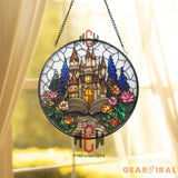 Fairy Tale Castle Stained Glass Suncatcher Fantasy Storybook Window Hanging Magical Book Lover Gift Enchanted Decor