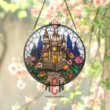 Fairy Tale Castle Stained Glass Suncatcher Fantasy Storybook Window Hanging Magical Book Lover Gift Enchanted Decor