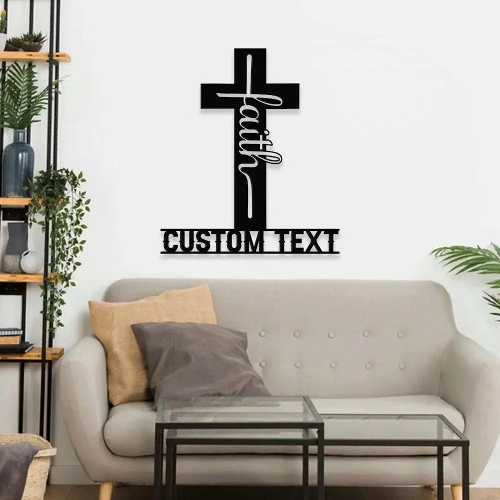 Faith Hope Love Metal Name Sign Personalized Split Letter Last Name Christian Sign Outdoor Door Hanger Housewarming