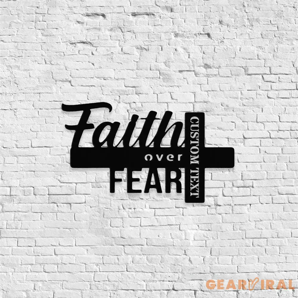 Faith Over Fear Christian LED Sign Jesus Metal Sign Christian Sign Faith Over Fear Outdoor Jesus Decor Cross Metal Sign