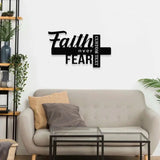 Faith Over Fear Christian LED Sign Jesus Metal Sign Christian Sign Faith Over Fear Outdoor Jesus Decor Cross Metal Sign