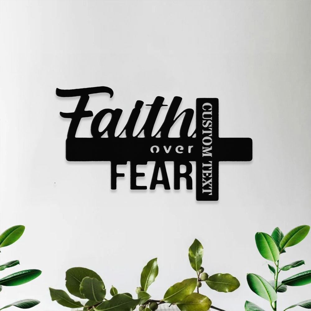 Faith Over Fear Christian LED Sign, Jesus Metal Sign, Christian Sign, Faith Over Fear, Outdoor Jesus Decor, Cross Metal Sign, Housewarming