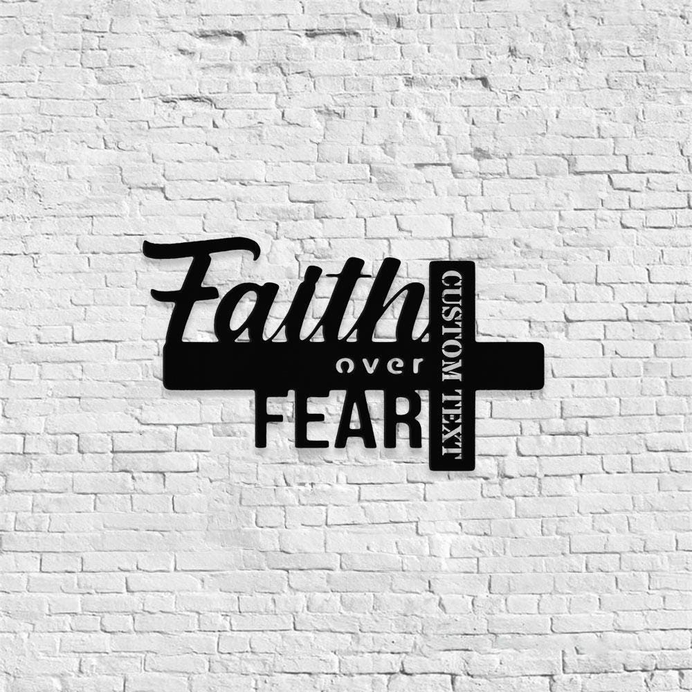 Faith Over Fear Christian LED Sign, Jesus Metal Sign, Christian Sign, Faith Over Fear, Outdoor Jesus Decor, Cross Metal Sign, Housewarming