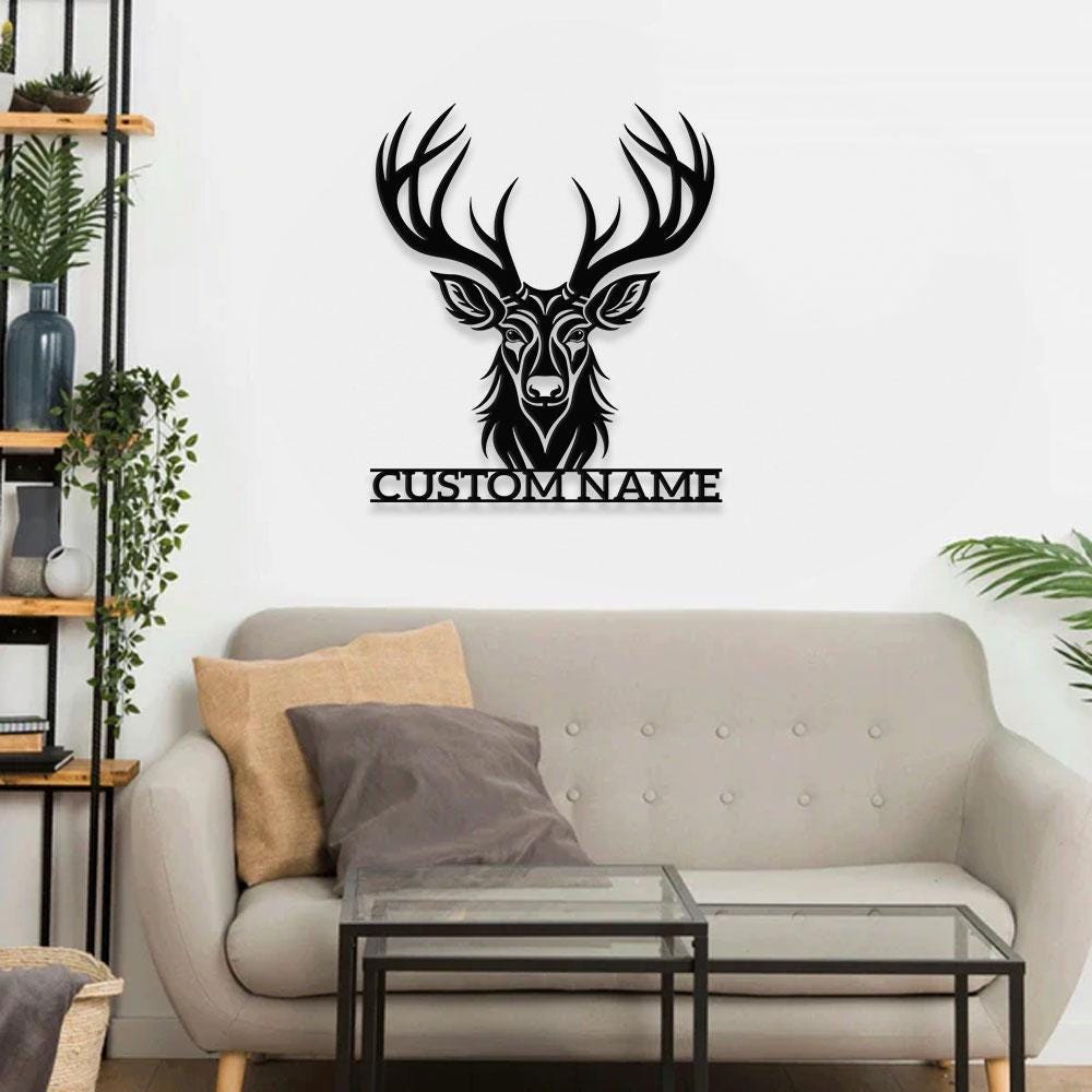 Family Deer Metal Sign, Personalized Family Name Led Metal Sign, Outdoor Door Decor, Address Wall Art, Perfect Gift for Housewarming