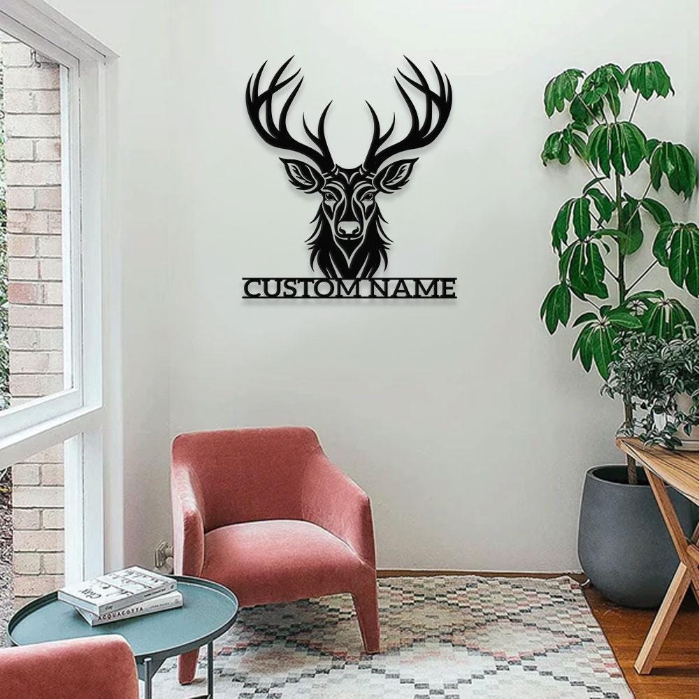 Family Deer Metal Sign, Personalized Family Name Led Metal Sign, Outdoor Door Decor, Address Wall Art, Perfect Gift for Housewarming