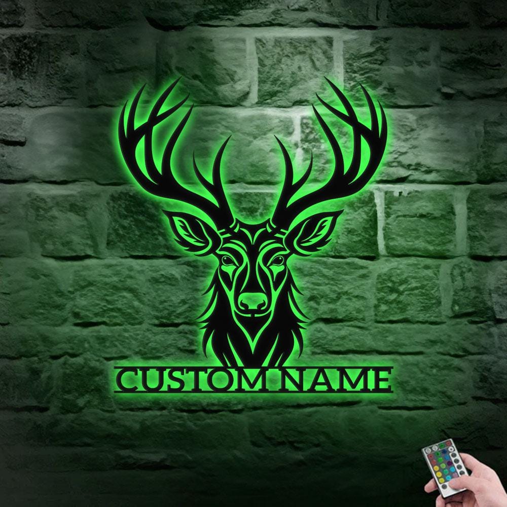 Family Deer Metal Sign, Personalized Family Name Led Metal Sign, Outdoor Door Decor, Address Wall Art, Perfect Gift for Housewarming