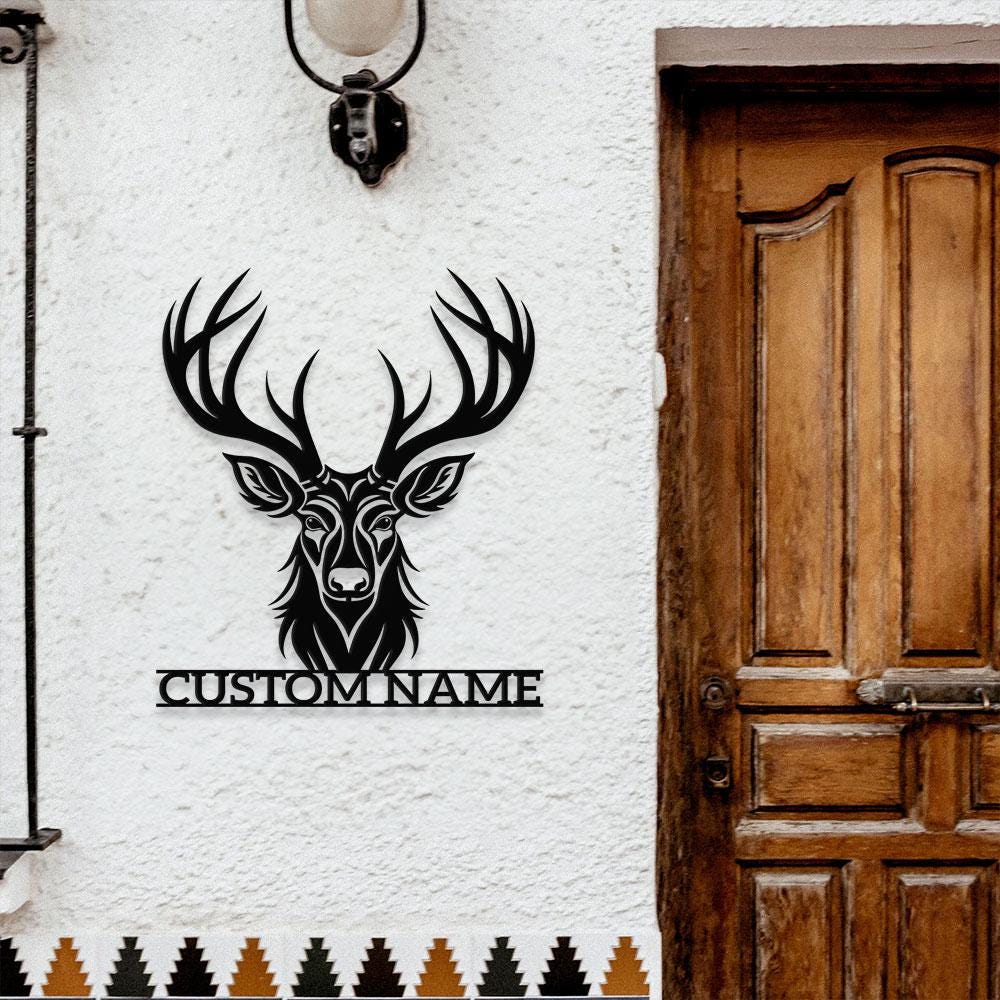 Family Deer Metal Sign, Personalized Family Name Led Metal Sign, Outdoor Door Decor, Address Wall Art, Perfect Gift for Housewarming