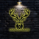 Family Deer Metal Sign, Personalized Family Name Led Metal Sign, Outdoor Door Decor, Address Wall Art, Perfect Gift for Housewarming