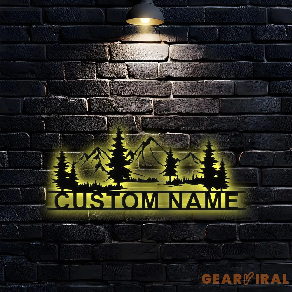 Family Fishing Hunting Lover Metal Sign Personalized Family Name Led Metal Sign Outdoor Door Decor Address Wall Art