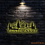 Family Fishing Hunting Lover Metal Sign Personalized Family Name Led Metal Sign Outdoor Door Decor Address Wall Art