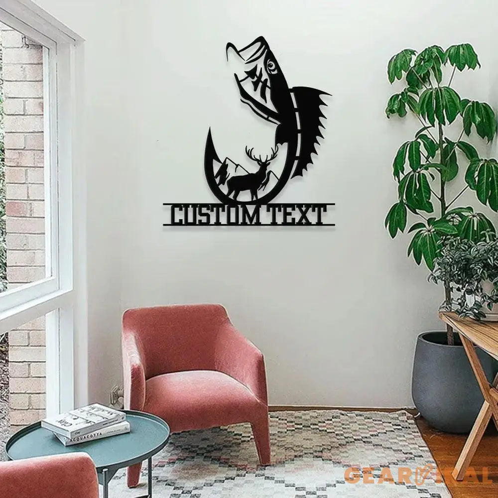 Family Fishing Hunting Lover Metal Sign Personalized Family Name Led Metal Sign Outdoor Door Decor Fishing Wall Art