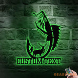 Family Fishing Hunting Lover Metal Sign Personalized Family Name Led Metal Sign Outdoor Door Decor Fishing Wall Art