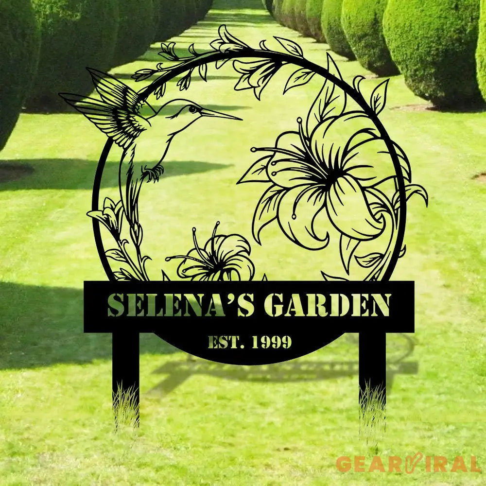 Family Hummingbird Garden Stake Custom Garden Name Metal Yard Sign Personalized Metal Sign Gift For Her - Garden Decor
