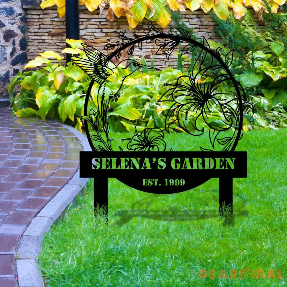 Family Hummingbird Garden Stake Custom Garden Name Metal Yard Sign Personalized Metal Sign Gift For Her - Garden Decor