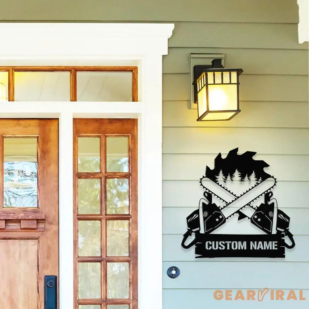 Family Name Chainsaw Metal Sign Personalized Family Name Led Metal Sign Outdoor Door Decor Address Wall Art