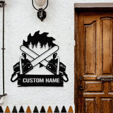 Family Name Chainsaw Metal Sign Personalized Family Name Led Metal Sign Outdoor Door Decor Address Wall Art
