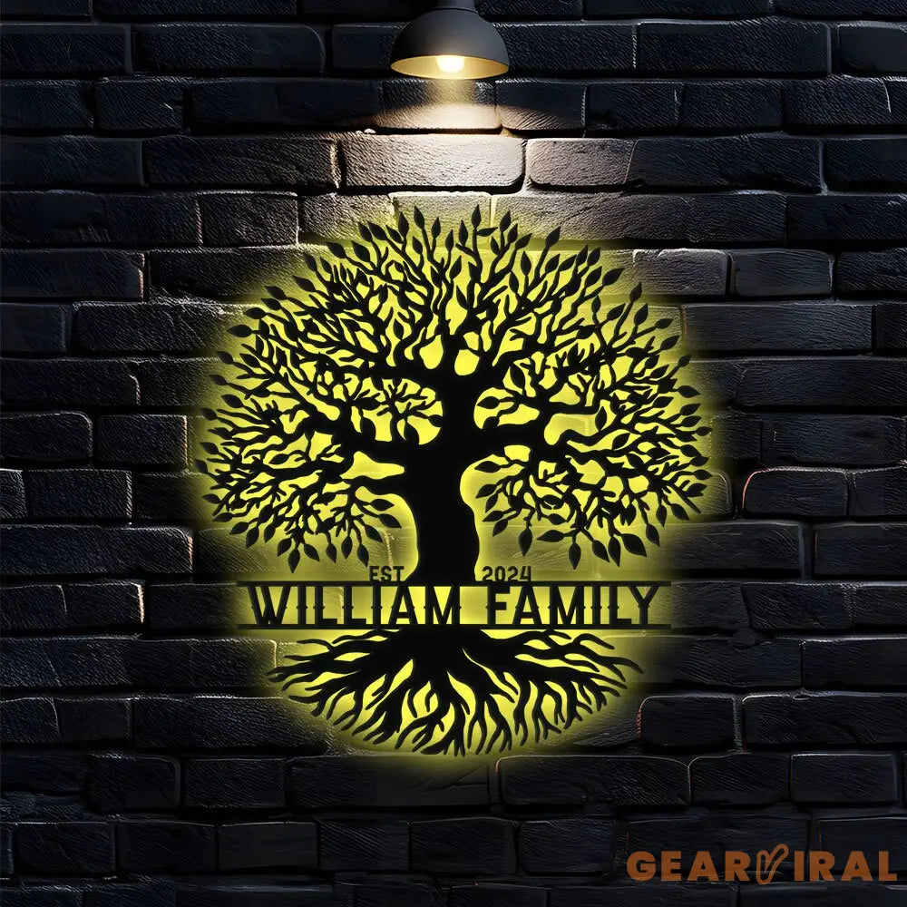 Family Name Tree of Life Custom Metal Sign Led Light Metal Tree Home Decor Family Name Monogram Living Room Decor