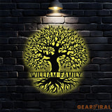 Family Name Tree of Life Custom Metal Sign Led Light Metal Tree Home Decor Family Name Monogram Living Room Decor