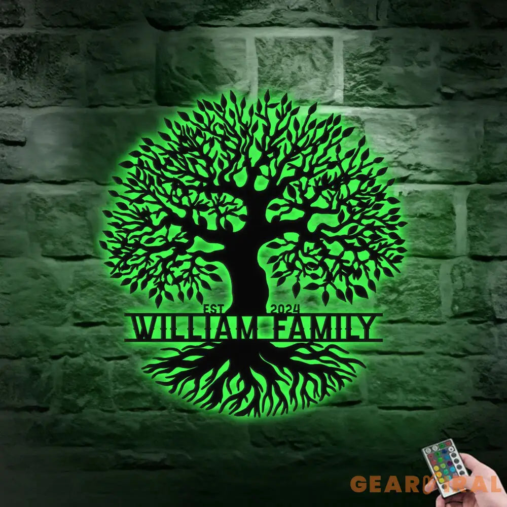 Family Name Tree of Life Custom Metal Sign Led Light Metal Tree Home Decor Family Name Monogram Living Room Decor