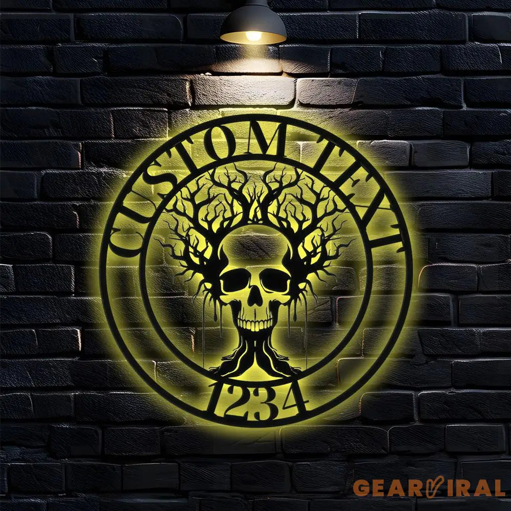 Family Tree Haloween Name Metal Sign with LED Lights Family Name Metal Sign Family Wall Decor Personalized Wall Art