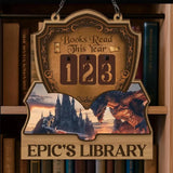 Fantasy Book Tracker Sign, Epic Reading Counter, Dragon Castle Decor, Custom Name Library Sign, Fantasy Book Lover Gift