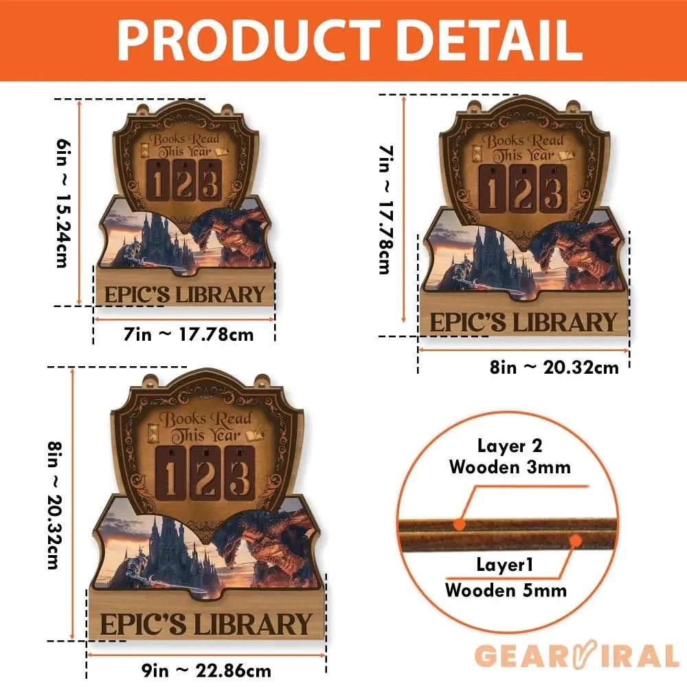 Fantasy Book Tracker Sign, Epic Reading Counter, Dragon Castle Decor, Custom Name Library Sign, Fantasy Book Lover Gift