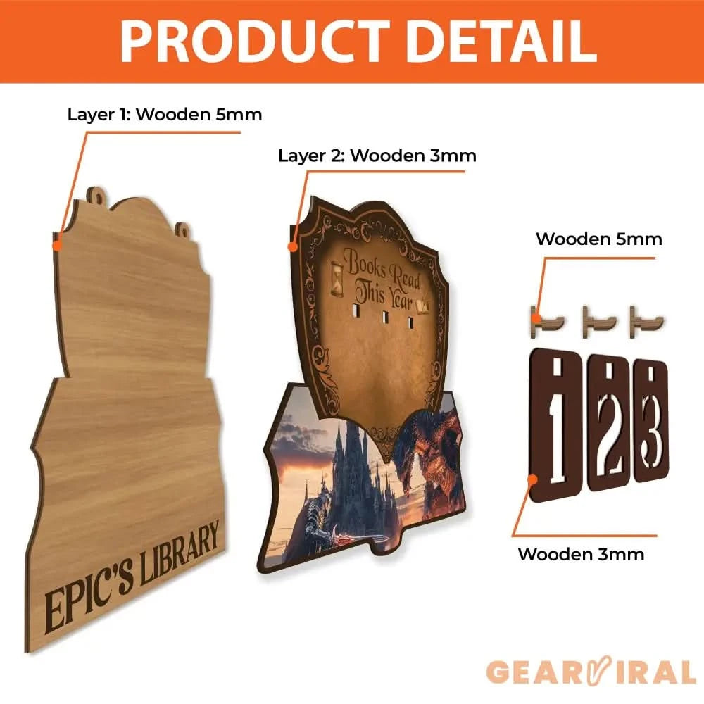 Fantasy Book Tracker Sign, Epic Reading Counter, Dragon Castle Decor, Custom Name Library Sign, Fantasy Book Lover Gift