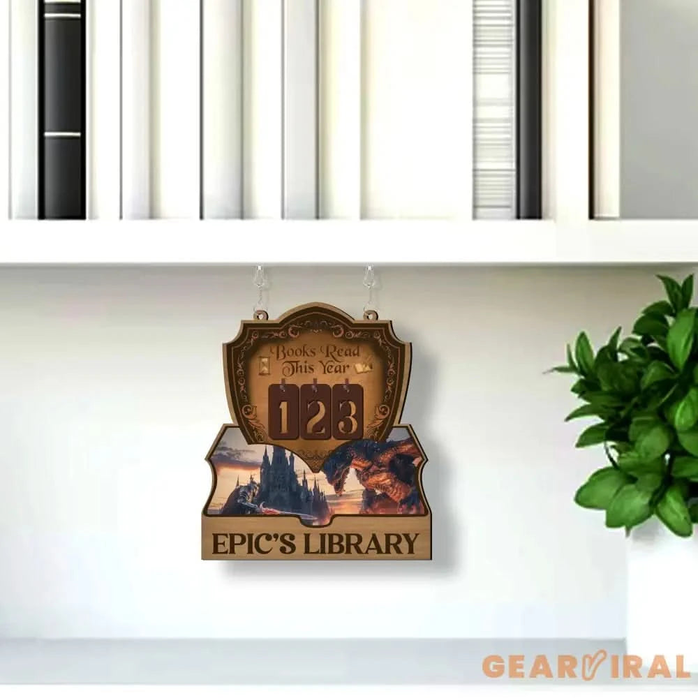 Fantasy Book Tracker Sign, Epic Reading Counter, Dragon Castle Decor, Custom Name Library Sign, Fantasy Book Lover Gift