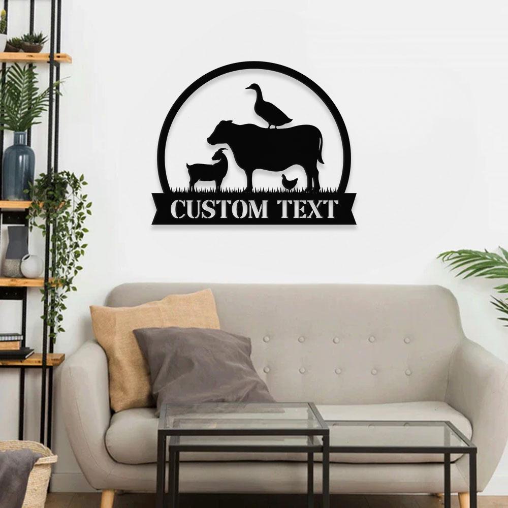 Farm Personalized Name Farm Metal Sign - Wall Farm Decor - Personalize Farm Home Sign - Metal Farm Family Name - Garden Decor, Housewarming