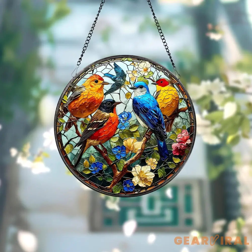 Faux Stained Glass Bird Suncatcher Stained Glass Ornament Birthday Gift For Her Mom Wife Grandma Bird Lover Gift
