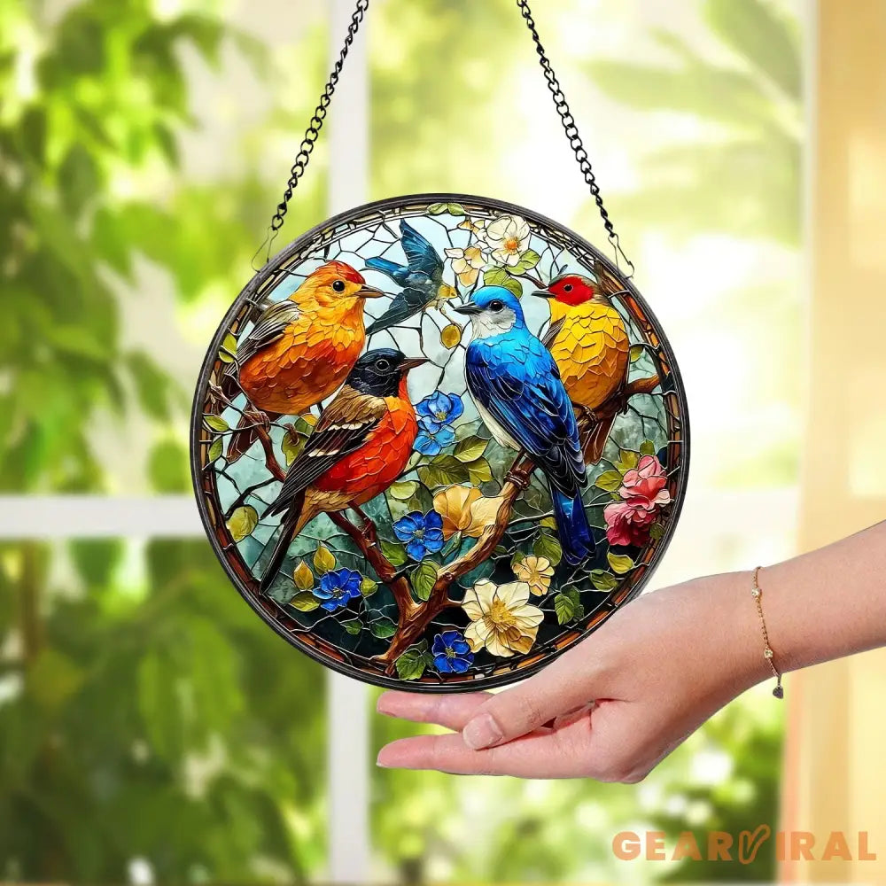 Faux Stained Glass Bird Suncatcher Stained Glass Ornament Birthday Gift For Her Mom Wife Grandma Bird Lover Gift