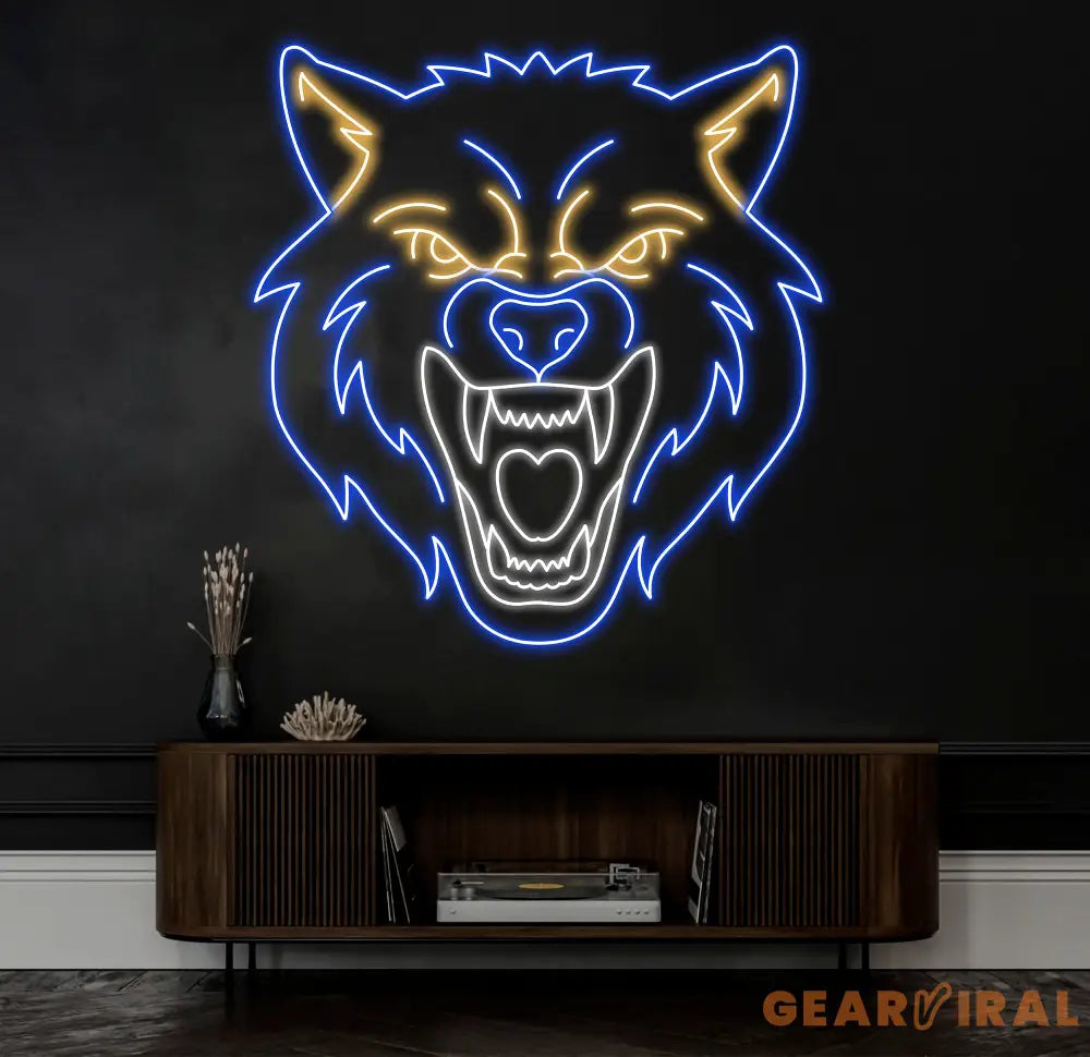 Fierce Wolf Neon Sign Custom Wolf Wall Art Animal Neon Light for Game Room Cool Neon Art for Bar Decor Gift for Wolf