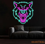 Fierce Wolf Neon Sign Custom Wolf Wall Art Animal Neon Light for Game Room Cool Neon Art for Bar Decor Gift for Wolf