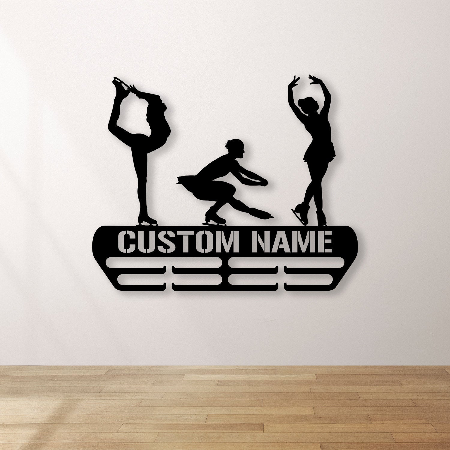 Figure Skater Medal Hanger Custom Monogram Name Metal Sign, Personalized Figure Skating Medal Holder Monogram, Figure Skate Medal Display