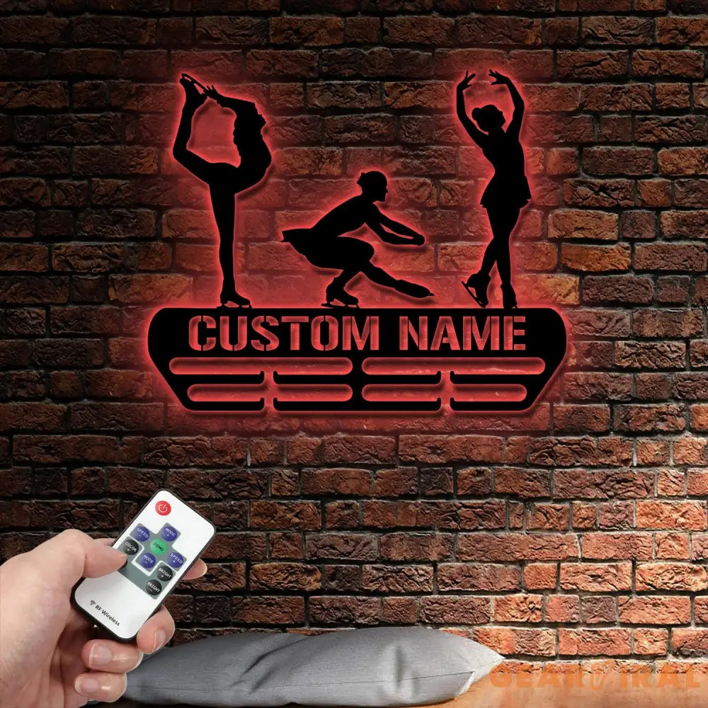 Figure Skater Medal Hanger Custom Monogram Name Metal Sign Personalized Figure Skating Medal Holder Monogram Figure