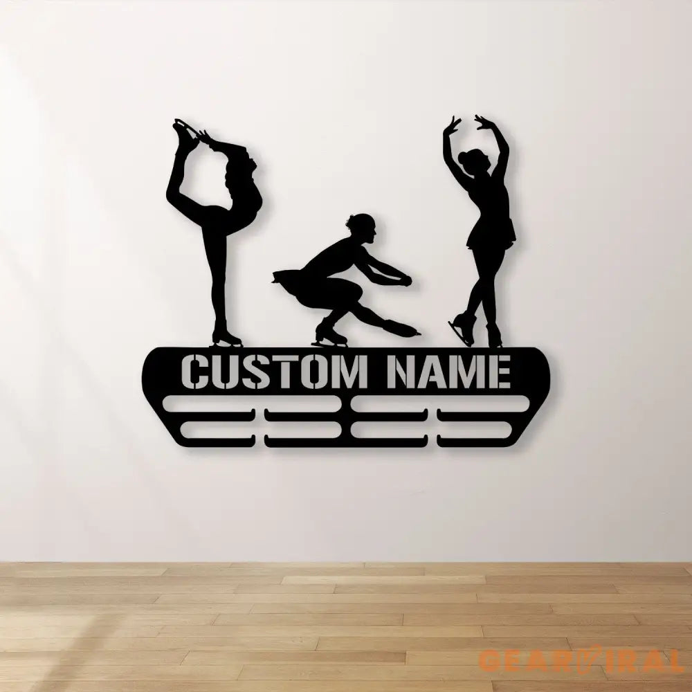 Figure Skater Medal Hanger Custom Monogram Name Metal Sign Personalized Figure Skating Medal Holder Monogram Figure