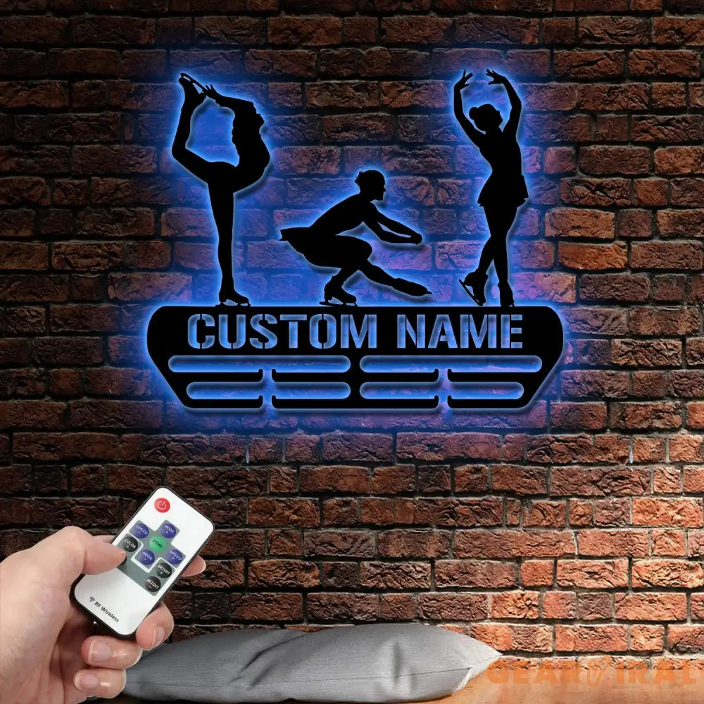 Figure Skater Medal Hanger Custom Monogram Name Metal Sign Personalized Figure Skating Medal Holder Monogram Figure