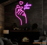 Finger Heart Neon Sign Hand Heart Neon Light Neon Sign For Bedroom Bar Pub Club Neon Sign Custom Love Led Home Decor