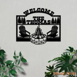 Fire Camp Family Name monogram Custom Wall Sign Personalized Metal Sign Camping Wall Decor Custom Metal Sign Camping