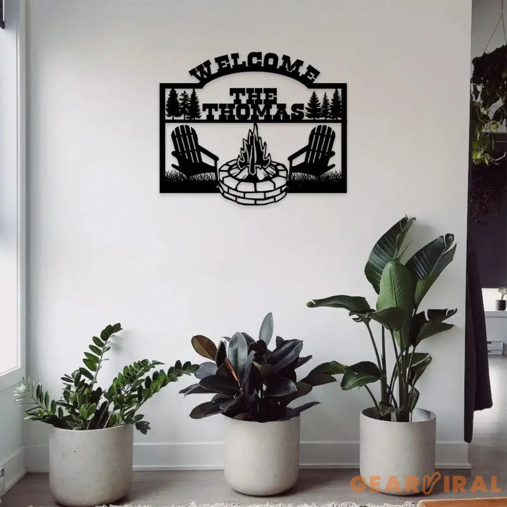 Fire Camp Family Name monogram Custom Wall Sign Personalized Metal Sign Camping Wall Decor Custom Metal Sign Camping